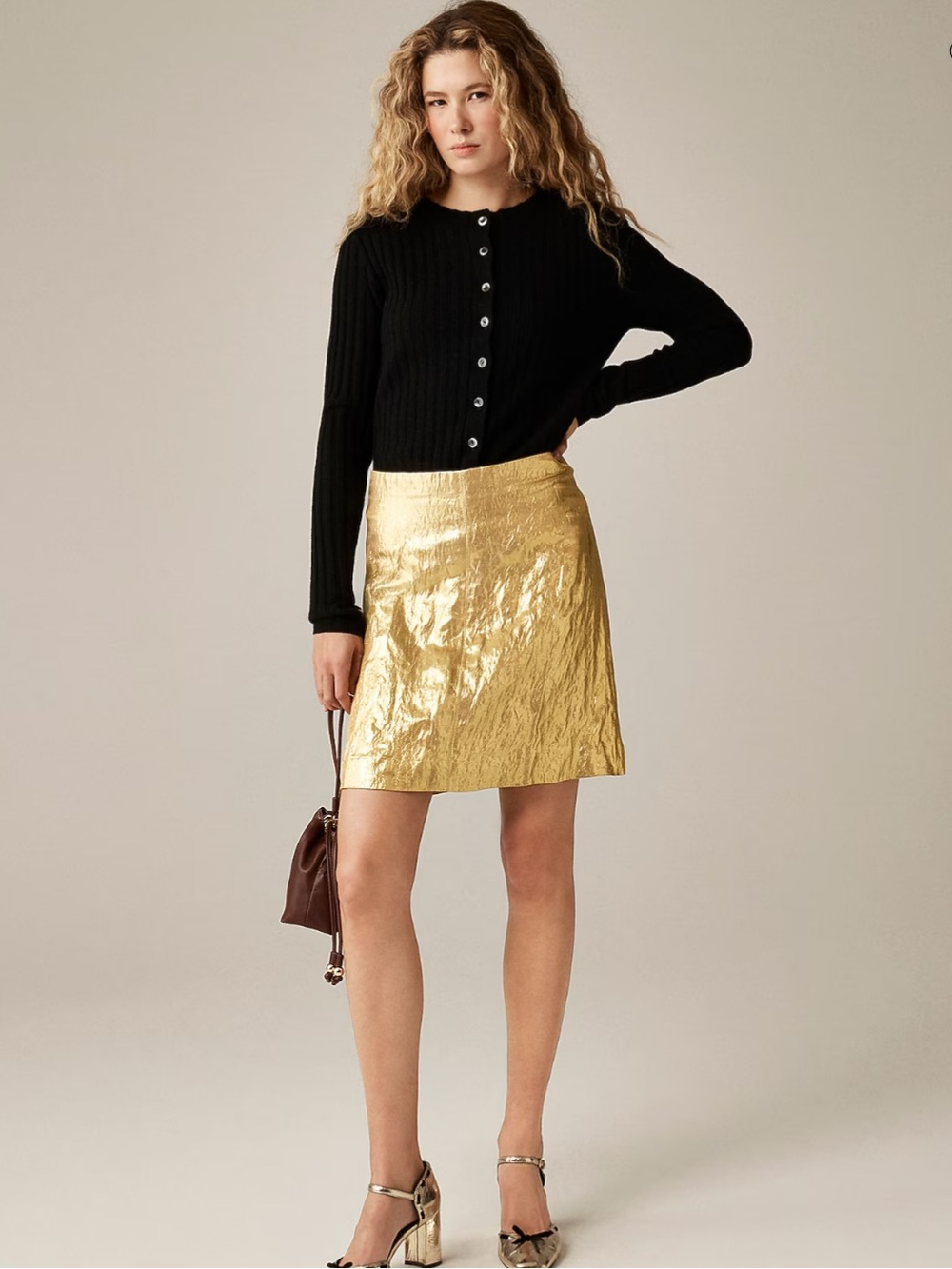 J. Crew Metallic Gold Mini Skirt Fairfax Skirt NWT